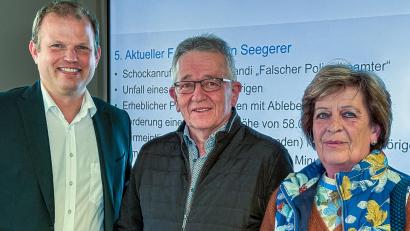 Bild: Stephan Huber
Beim Pressegespräch zum Thema Callcenterbetrug der KPI Amberg. Von links: Kriminaldirektor Dr. Tobias Mattes, Fritz Seegerer mit Ehefrau Maria.