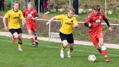 Bild: Gebert
Der TSV Waldershof besiegte am Dienstag den 1. FC Trogen mit 1:0. Das Bild zeigt eine Szene mit Philipp Bertsch (rechts) und Lukas Fürst (im Hintergrund).