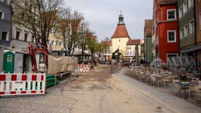 Bild: Marina Gube
Baulärm, Staub und Umleitungen prägen das Bild am Unteren Markt.