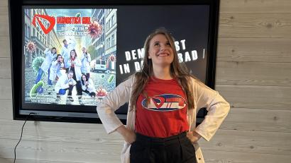 Bild: Margot Salfetter
Dr. Alissa Wieberneit sprach humorvoll über ihre Forschung an ultradünnen Nanofasern.