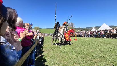 Bild: jua
Der Mittelaltermarkt auf Schloss Guteneck hat am Maifeiertag begonnen. Auf großes Interesse stoßen dort auch die Ritterturniere.