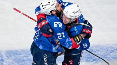 Bild: Uwe Anspach/dpa
Die Adler Mannheim jubeln über den Einzug ins Playoff-Halbfinale.