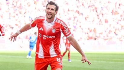 Bild: Harry Langer/dpa
Jubel auf der Abschiedstour: Leon Goretzka gelingt im drittletzten Heimspiel für den FC Bayern ein Doppelpack.