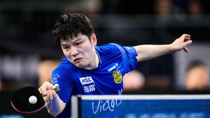 Bild: Tom Weller/dpa
Verabschiedet sich mit Champions-League-Sieg: Saarbrückens Starspieler Fan Zhendong. (Archivbild)