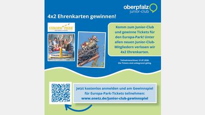 Bild: Oberpfalz-Medien
Mit der kostenlosen Anmeldung zum Junior-Club nimmt man automatisch an der Verlosung von Europa-Park-Tickets teil.