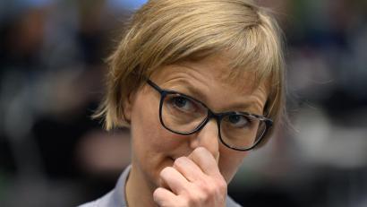 Bild: Hendrik Schmidt/dpa
Grünen-Chefin Franziska Brantner kritisiert das Vorgehen in der Debatte über eine Rentenreform. (Archivbild)
