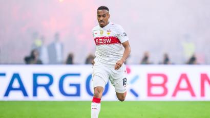Bild: Tom Weller/dpa
Jamie Leweling spielt als Flügelstürmer beim VfB Stuttgart. (Archivbild)