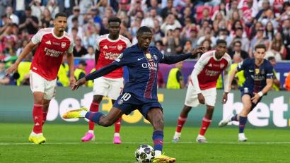 Bild: Andreea Alexandru/AP/dpa
Ousmane Dembele sorgt für den Ausgleich.