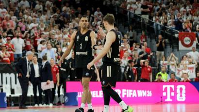 Bild: Matthias Stickel/dpa
Oscar da Silva und Andreas Obst stehen mit den Bayern kurz vor dem Finals-Einzug.
