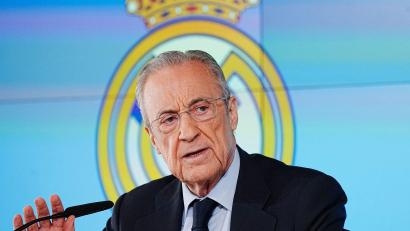 Bild: Bernat Armangue/AP/dpa
Florentino Pérez erhob schwere Vorwürfe gegen den FC Barcelona. (Archivbild)