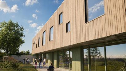 Bild: Architektengesellschaft Pure-Gruppe
In Sulzbach-Rosenberg entsteht einer barrierefreie Förderstätte: So soll das neue Gebäude von der Frontseite aussehen.