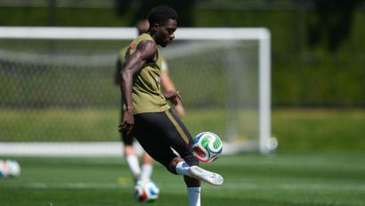 Bild: Abbie Parr/AP/dpa
Ist im Training dabei: Alphonso Davies.
