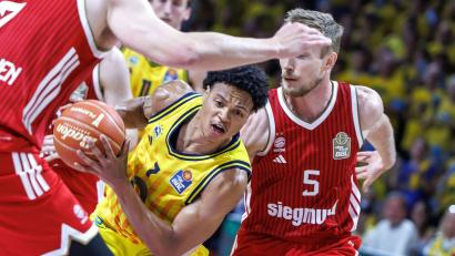 Bild: Andreas Gora/dpa
Alba steht im vierten Finalspiel gegen Bayern unter Siegdruck. (Archivbild)