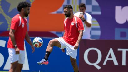 Bild: Tony Gutierrez/AP/dpa
Ägyptens Mohamed Salah trainiert wieder - aber darf er gegen Australien auch von Beginn an ran?