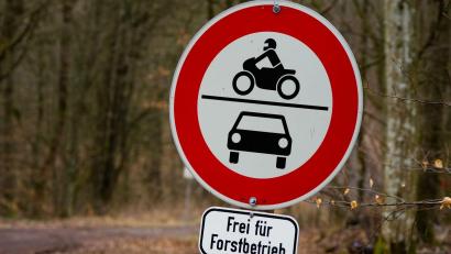 Bild: Nicolas Armer/dpa
Um ins Tal zu gelangen, nutzt der Mann eine Forststraße. (Symbolbild)