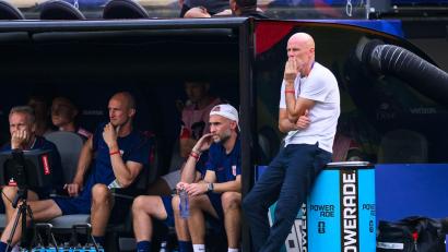 Bild: Tom Weller/dpa
Stale Solbakken (r.) und seine Norweger treffen am Samstag auf England. (Archivbild)