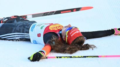 Bild: Barbara Gindl/APA/dpa
Aus der Olympia-Traum für Kombiniererin Nathalie Armbruster. (Archivbild)