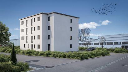 Bild: Gebr. Donhauser
Im Schwandorfer Stadtteil Ettmannsdorf entsteht in der Ettmannsdorfer Straße 46 ein neues Schülerwohnheim, das laut Entwurf so aussehen soll.