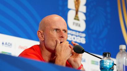 Bild: Martin Rickett/PA Wire/dpa
Norwegens Trainer Stale Solbakken.