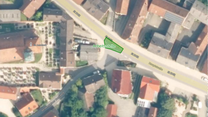 Grafik: Stadt Auerbach
Die Lage der Baustelle an der Kreuzung von Hauptstraße und Veldensteiner Forstweg.