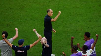 Bild: Nick Potts/PA Wire/dpa
Thomas Tuchel (M) hat bei der WM viel Grund zum Jubel.