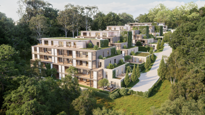 Grafik: Sandra Dürr BO-Architektur.Visualisierung
So sieht heute die Planung für die Kleinraigeringer Nordwand aus. In fünf Einzelhäusern sollen 92 Wohnungen entstehen.