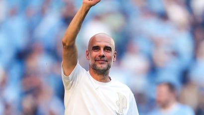Bild: Martin Rickett/PA Wire/dpa
Um ihn buhlt offenbar Italiens Auswahl-Direktor Paolo Maldini: Trainer-Legende Pep Guardiola. (Archivbild)