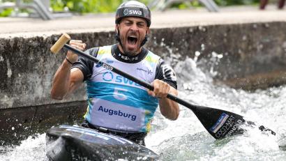 Bild: Christian Kolbert/Kolbert-Press/dpa
Sideris Tasiadis aus Deutschland gehörte bei der WM in Oklahoma-City zum Team, das überraschend Bronze im Canadier-Einer gewann. (Archivbild)