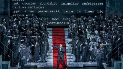 Bild: Enrico Nawrath/Bayreuther Festspiele/dpa
Andreas Schager gibt den Diktator.