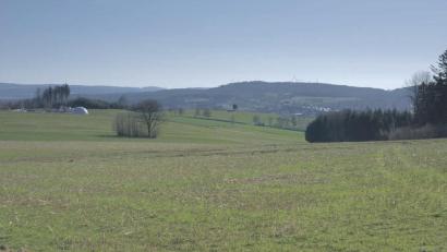 Bildmontage: Primus Energie GmbH
Insgesamt sieben Windenergieanlagen sind hier in der Visualisierung am Horizont zu erkennen. Zwei Windräder stehen auf Moosbacher Gemeindefläche, fünf auf Vohenstraußer Seite. Das Bayerische Landesamt für Denkmalpflege hat zwei Anlagen abgelehnt, weil das besonders landschaftsprägende Denkmal „Altstadt Pleystein“ erheblich beeinträchtigt würde.
