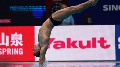 Bild: Ng Han Guan/AP/dpa
Moritz Wesemann aus Deutschland holte bei der EM wieder Gold vom 1-Meter-Brett. (Archivbild)