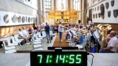 Bild: Daniel Karmann/dpa
72 Stunden lang gab es in der Nürnberger Jakobskirche Posaunenklänge und andere Blechbläser zu hören. (Archivbild)