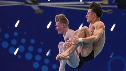 Bild: Ng Han Guan/AP/dpa
Luis Carlos Avila Sanchez und Jaden Shiloh Eikermann Gregorchuk wurden bei der EM in Paris Fünfte. (Archivbild)
