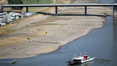 Bild: Federico Gambarini/dpa
Für den Schiffsverkehr wird der niedrige Wasserstand im Rhein zunehmend zum Problem.