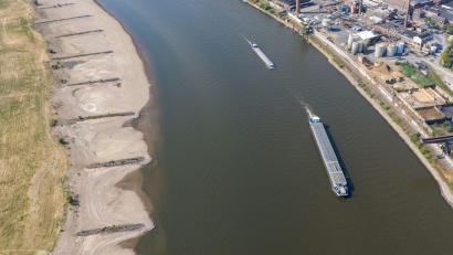 Bild: Christoph Reichwein/dpa
Seit Wochen führt der Rhein zu wenig Wasser. (Archivbild)
