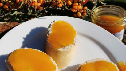 Bild: Heike Heindl/exb
Der extra Vitamin-C-Kick für den Winter aufs Brot: Sanddorn-Apfel-Gelee.