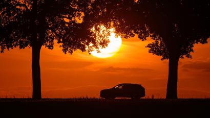 Bild: Patrick Pleul/dpa
Ein Auto fährt im farbenprächtigen Sonnenuntergang über eine Allee bei Sieversdorf, im östlichen Brandenburg.