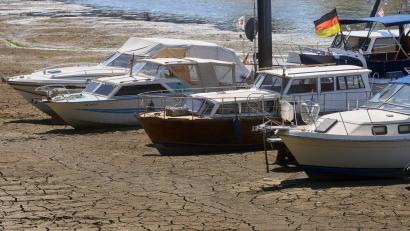 Bild: Thomas Frey/dpa
Die Wasserstände im Rhein sind wegen der anhaltenden Trockenheit stark gesunken.