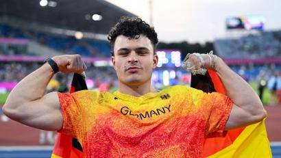 Bild: Sven Hoppe/dpa
Hammerwerfer Merlin Hummel gewann bei der Leichtathletik-EM in Birmingham Silber.