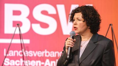 Bild: Peter Gercke/dpa
Amira Mohamed Ali plädiert für einen überparteilichen Ministerpräsidenten. (Archivbild)