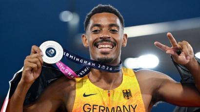 Bild: Sven Hoppe/dpa
Emil Agyekum hat EM-Silber über 400 Meter Hürden gewonnen.