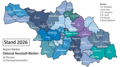 Grafik: Noah Wegmüller-Kocher
Aus ursprünglich 46 Pfarreien sind mittlerweile 25 Pfarreien und Pfarreiengemeinschaften geworden.