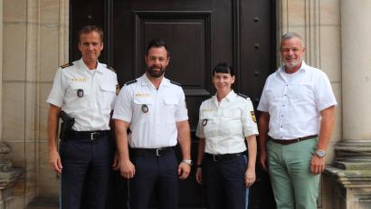 Bild: Polizeihauptkommissar Schröder/Polizeiinspektion Nabburg
Robert Fuchs, Martin Schmidmeier, Gabriele Wittl und Personalrat Christian Kiener (von links nach rechts).