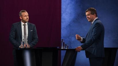 Bild: Klaus-Dietmar Gabbert/dpa
AfD-Spitzenkandidat Ulrich Siegmund und CDU-Spitzenkandidat Sven Schulze stehen sich noch bei mehreren Duellen gegenüber. (Archivbild)