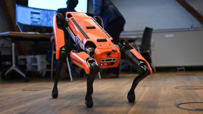 Bild: Katrin Luxenburger/dpa
Ähnliche Roboter kamen auch am Hamburger Hafen zum Einsatz. (Archivbild)