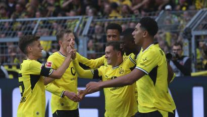 Bild: Fabian Strauch/dpa
Der BVB hatte früh Grund zur Freude.