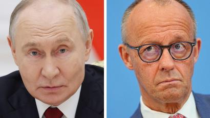 Bild: Vyacheslav Prokofyev/Pool Sputnik Kremlin/AP/dpa
Merz gegen Putin: Die deutsch-russische Konfrontation verschärft sich.