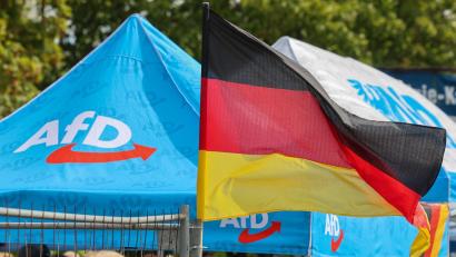 Bild: Peter Gercke/dpa
Die AfD liegt in den Umfragen vor der Wahl in Sachsen-Anhalt klar vorn. (Archivbild)