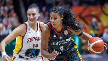Bild: Andreas Gora/dpa
Ob Nyara Sabally auch gegen Japan spielt, ist noch unklar.