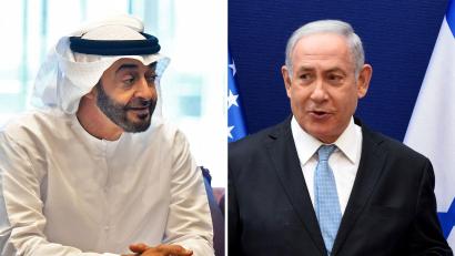 Bild: Debbi Hill/Pool UPI/AP/dpa
Der emiratische Präsident Mohammed bin Sajid (l) und der israelische Ministerpräsident Benjamin Netanjahu. (Archivbilder)